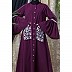 Front open embroidery abaya with Bell sleeves- Purple